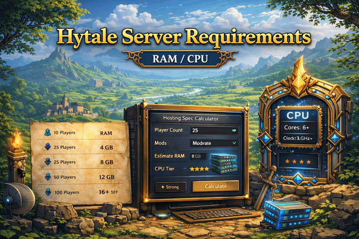 Hytale server requirements RAM CPU specifications calculator